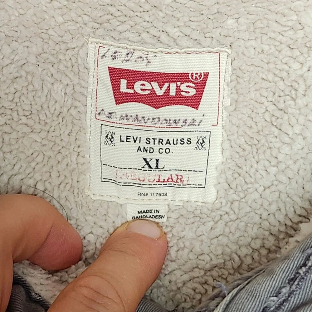 Levis Washed Grey Canvas Sherpa Lined Shacket Workwear Shirt Jacket Mens XL